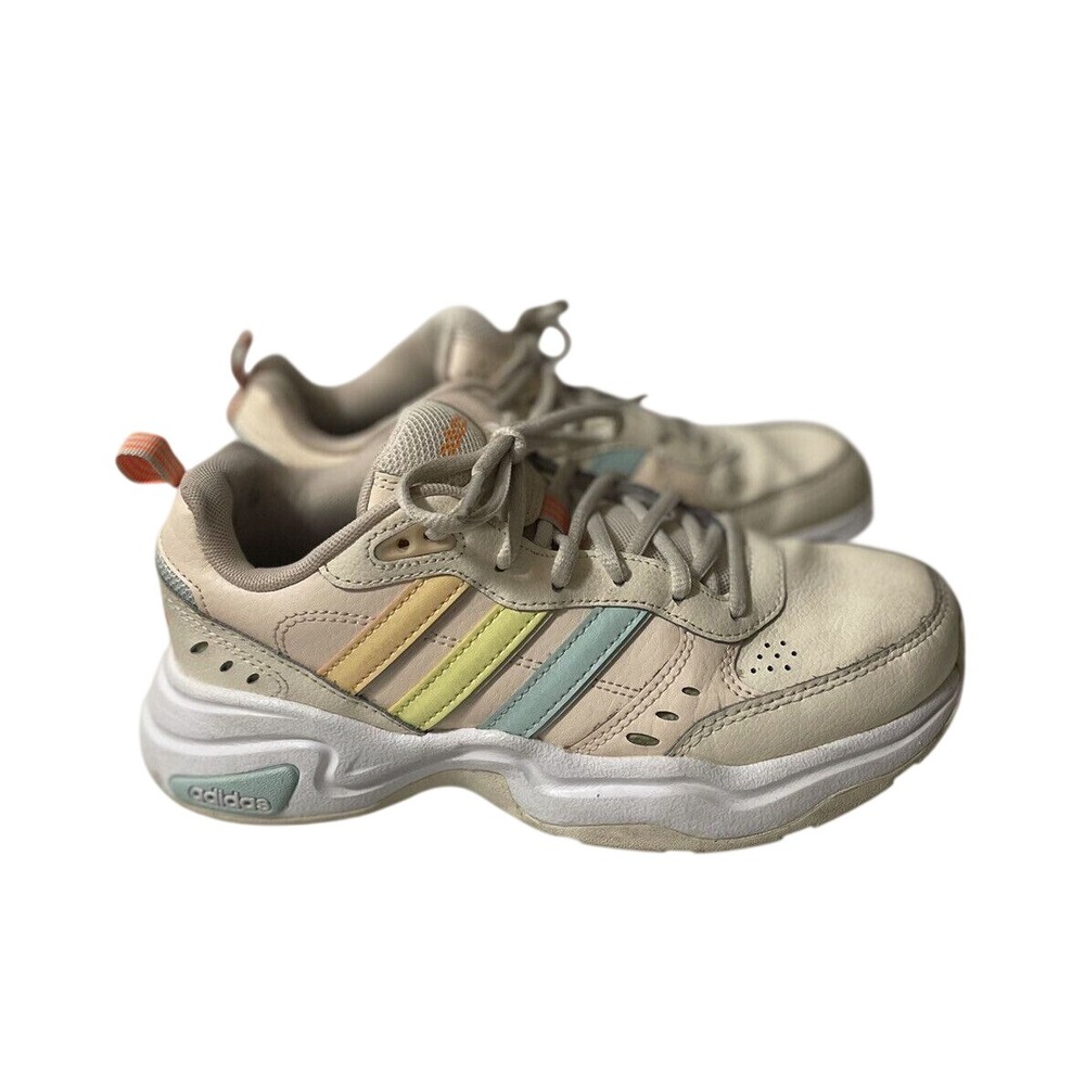 Adidas Strutter Sneakers Womens 5.5 Beige Pastel Rainbow Stripes GX6160 Dad Shoe